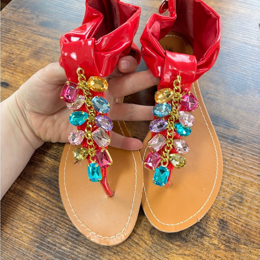 Y2K DEADSTOCK APPLE BOTTOMS GEM SANDALS